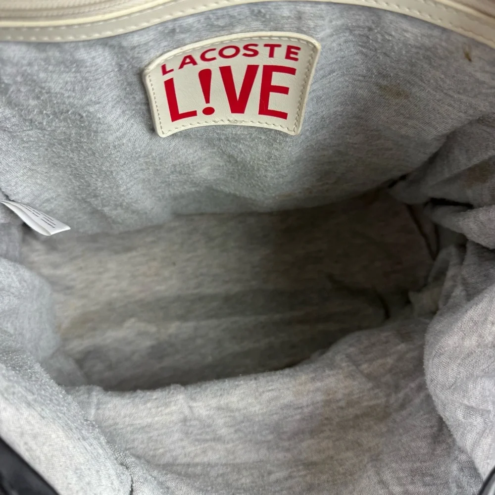 Vintage Lacoste Backpack Large Black Nylon Drawstring‎ Rucksack